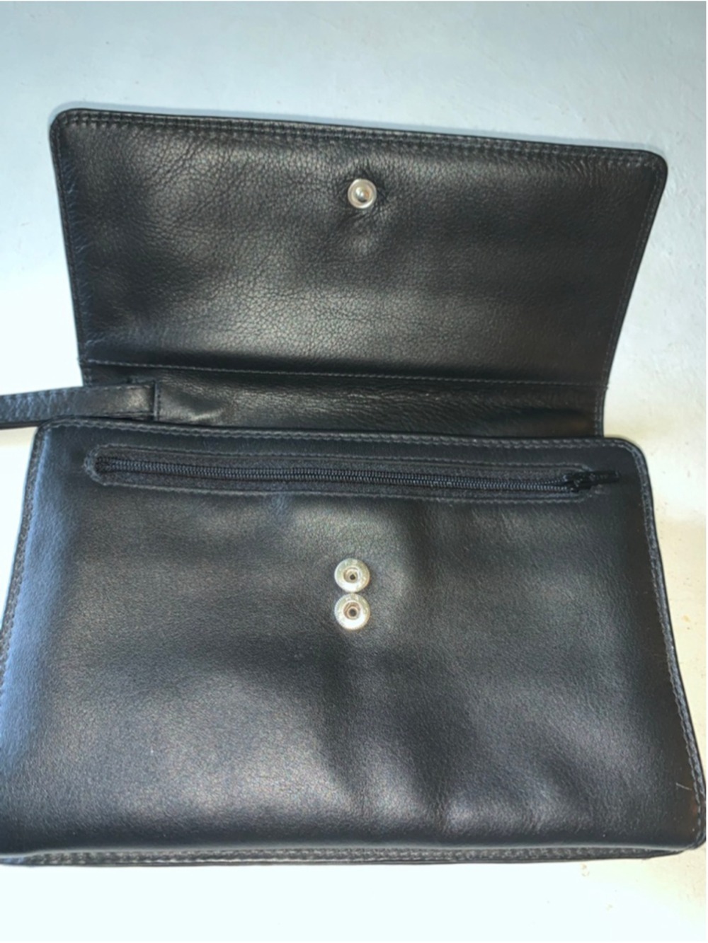 Women's Black Leather Clutch Wristlet Derek Alexander - Picture 3 of 11